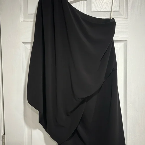 Halston Black One-Shoulder Mini Dress - Picture 2 of 4